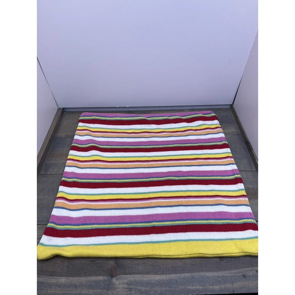 Lauren Ralph Lauren Sweater Knit Striped Throw Pillow Cover Pink Red Rainbow 18